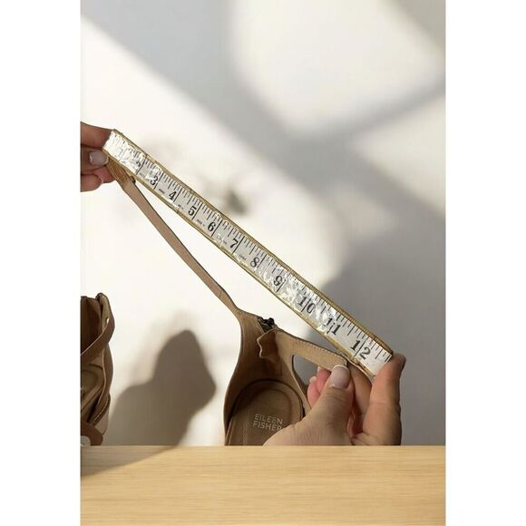 Eileen Fisher Women Strappy Platform Tan /Honey Ankle Straps Back Zip Sandals 10 - Picture 11 of 12